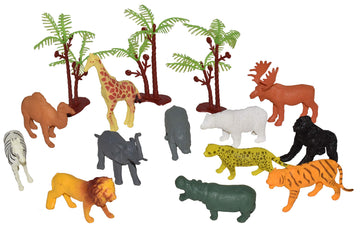 Wild Republic Wild Animals Bucket, Toy Figures, Kids Gifts, Jungle Theme Party Supplies, Zoo Animals, 15-Pieces