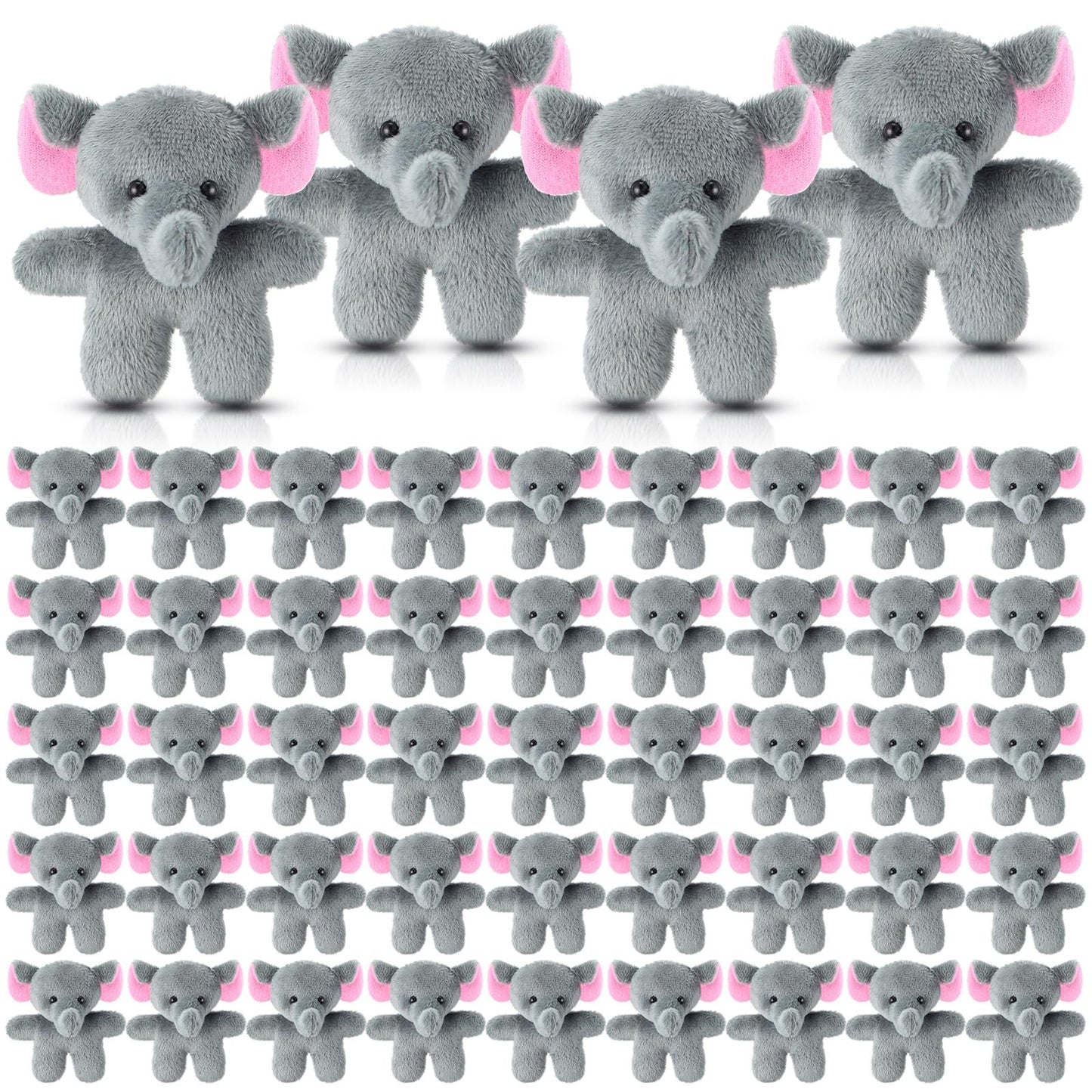 Shappy 50 Pcs Mini Animal Plush Toys Small Stuffed Animals Bulk Cute Tiny Plushies Keychains For Gift Party Carnival Prize(Eleph
