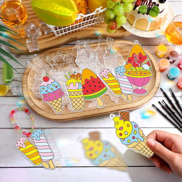 Yaomiao 30 Sets Summer Suncatchers Window Art Drawing Kits DIY Ice Cream Sun Catcher Crafts Bulk Paint Your Own Window Hanging O