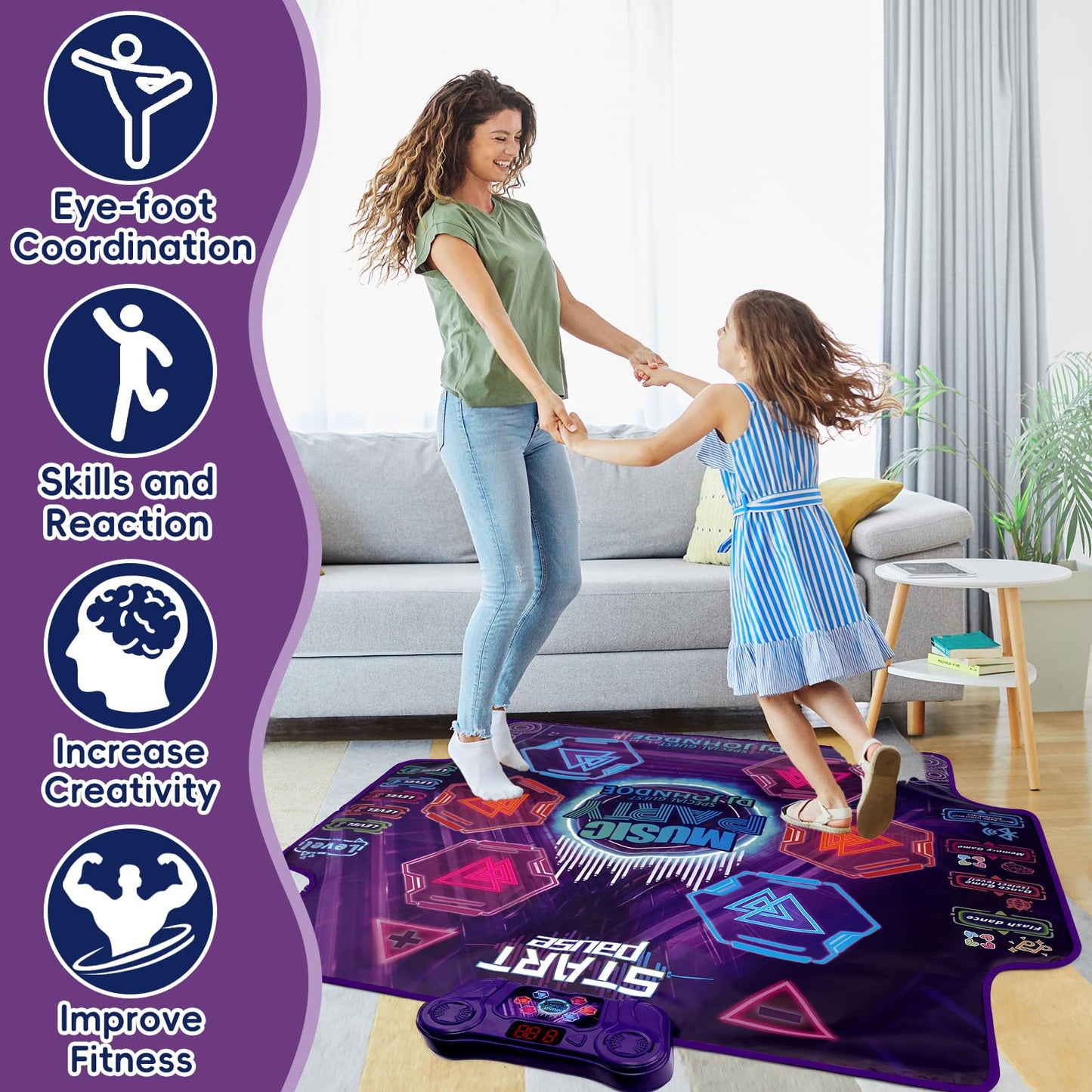 Joyrapt Dance Mat For Kids 4-8 Ages, 6 Light-Up Buttons Bluetooth Dance Mat Girls Toys For 8-10, 7 Game Modes Birthday For Teen