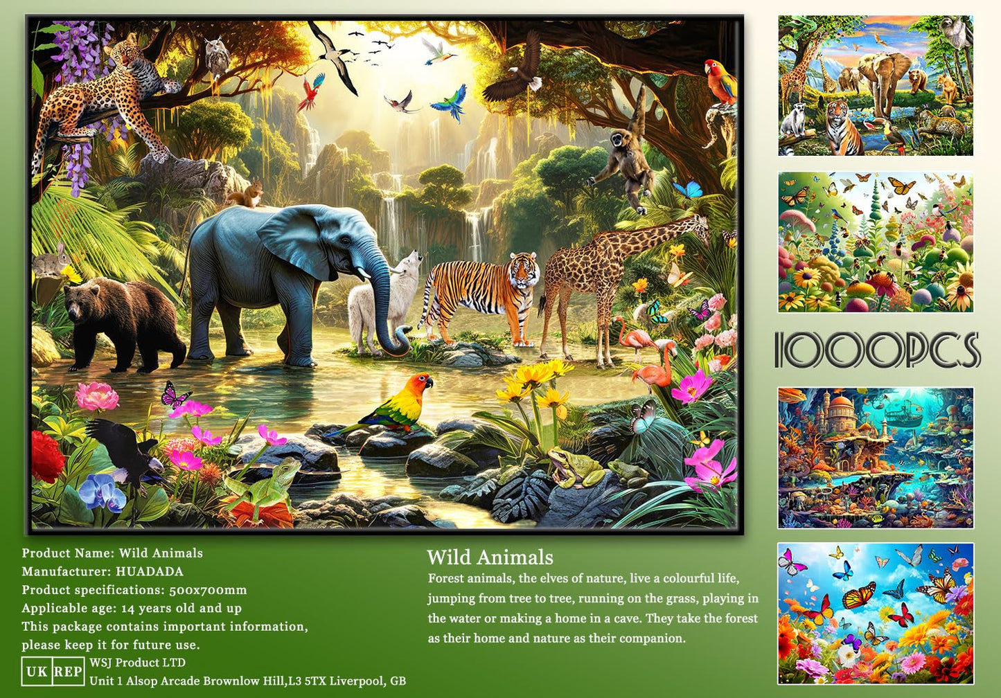 Huadada 1000 Piece Puzzles For Adults - Adventures In The Jungle-1000 Piece Jigsaw Puzzles For Adults And Kids 1000 Piece Wild Animals Unique Shape Best Gift For Adults And Kids(27.6'X 19.7')