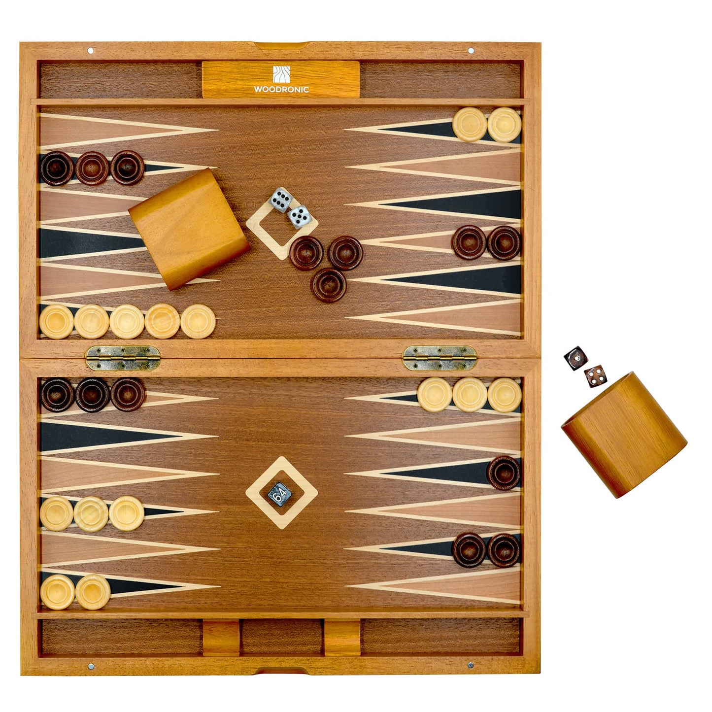 Woodronic 15' Wooden Backgammon Set, Folding Classic Board Game, Best Strategy Game And Smart Game Of Tactics For Kids And Adults