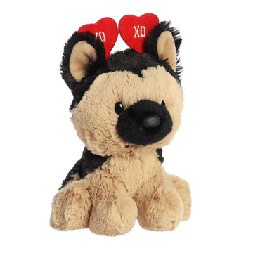 Aurora Heartwarming Love On The Mind Xoxo German Shepherd Stuffed Animal - Valentine'S Joy - Loveable Companions - Brown 6 Inche