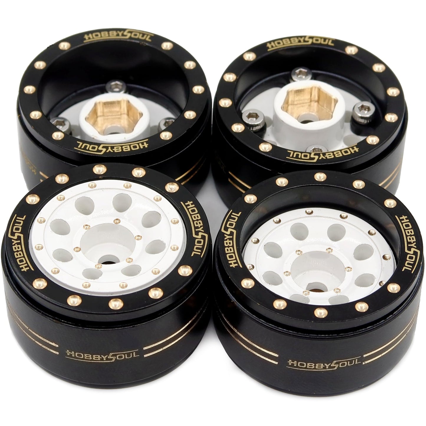 HOBBYSOUL Adjustable Offset 1.0 Beadlock Wheels Brass Rims Weight 44g/Rim for RC Micro Crawler 1/18 TRX4M 1/24 Axial SCX24 90081