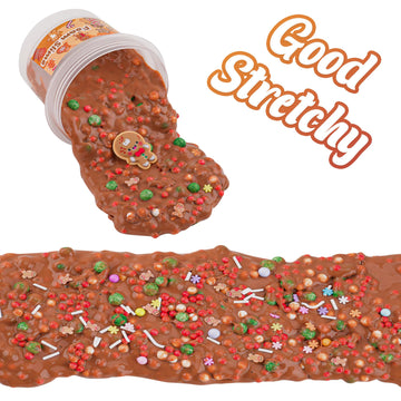 Gingerbread Man Brown Foam Slime - Christmas Stocking Stuffers For Kids, Good Stretchy & Non-Sticky Crunchy Slime Sensory Toys F