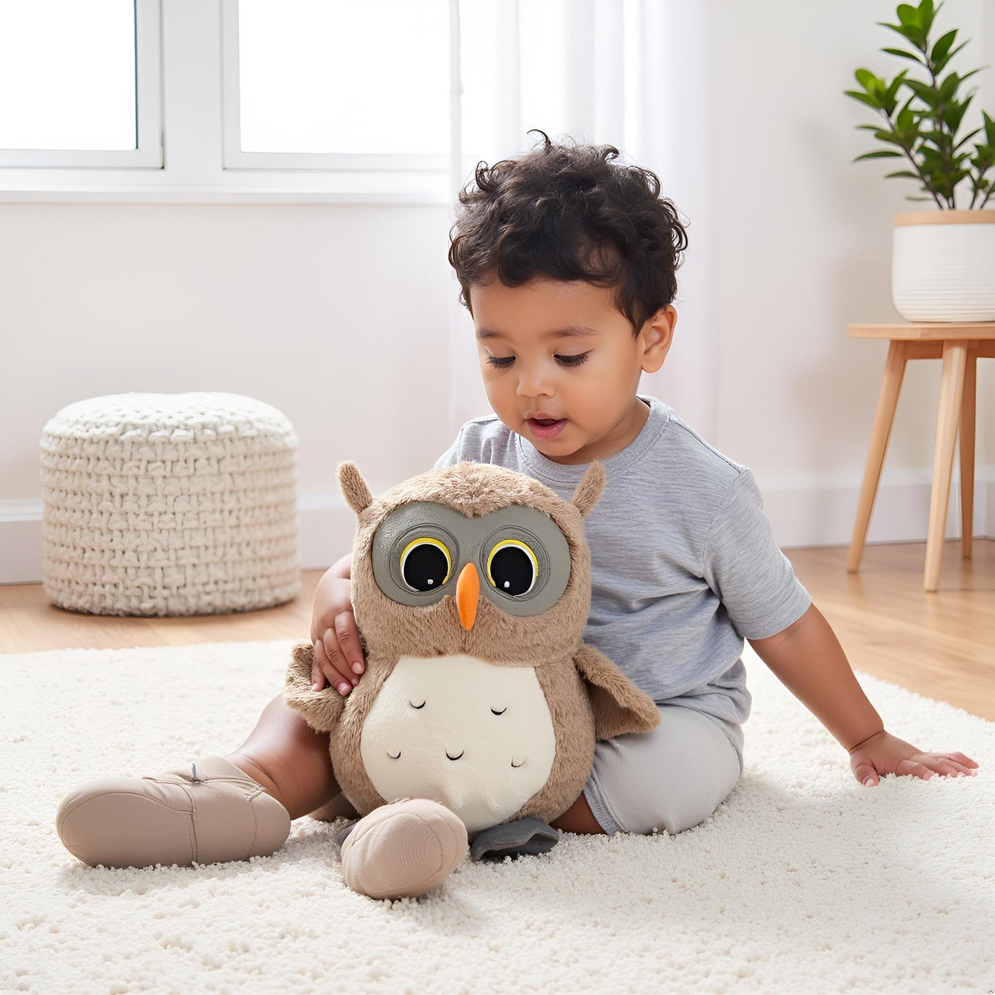 Ryttir 2 Pack Owl Plush Toys, 11.7 Inch Gray Cotton Stuffed Animals for Kids and Home Decor