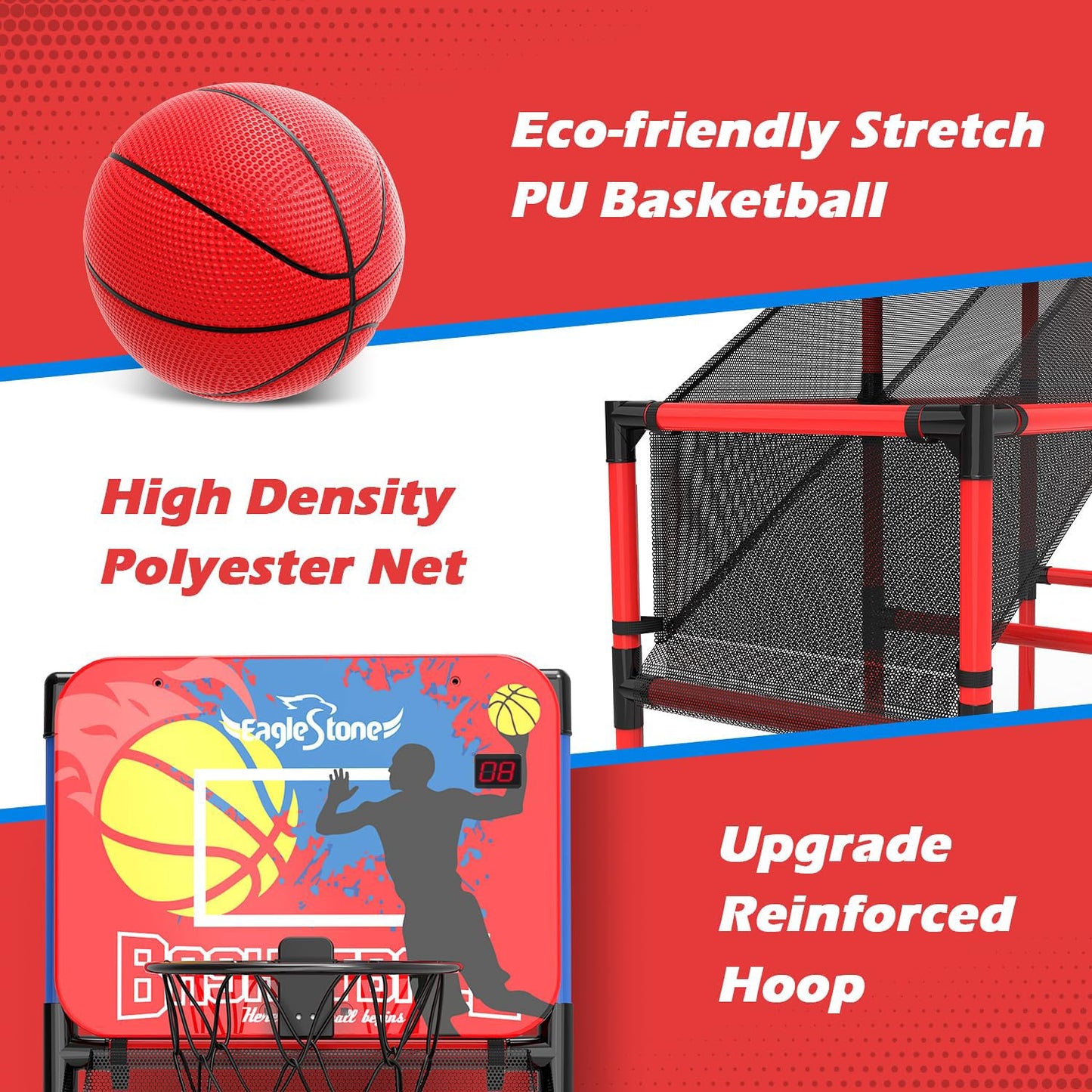 Kids Basketball Hoop Arcade Game W/Electronic Scoreboard Cheer Sound, Basketball Hoop Indoor Outdoor W/4 Balls, Basketball Game