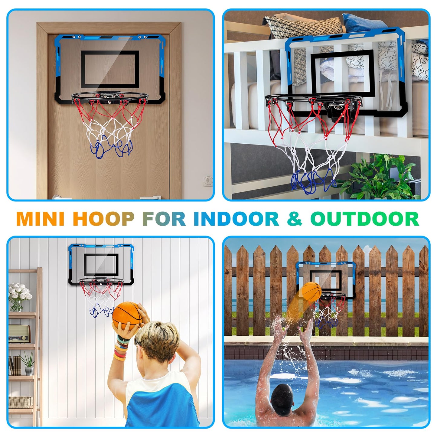 Loiley Basketball Mini Hoop Indoor Boys Gifts For Kids Adults, Door Room Basketball Mini Hoop With Balls, Basketball Accessories