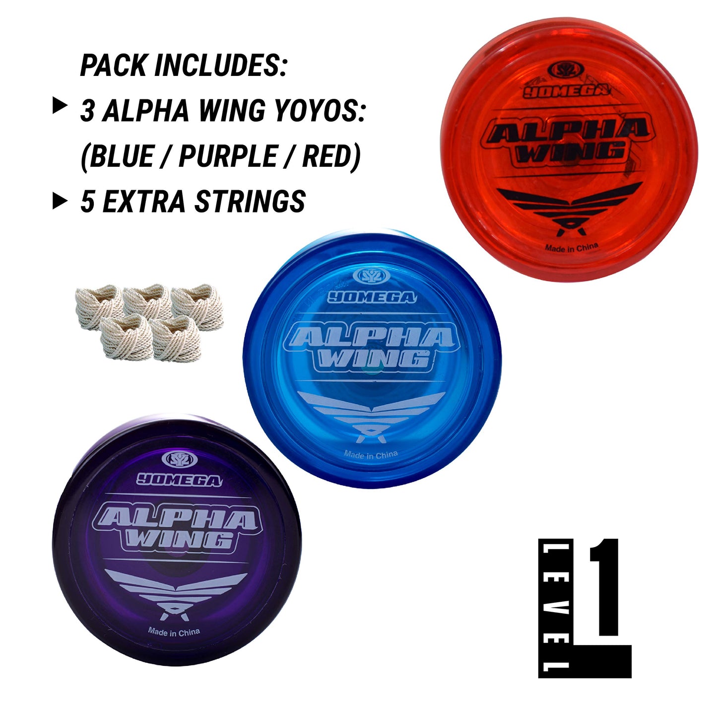 Yomega 3X Alpha Wing Yoyo, Fixed Axle Yo-Yo Designed For Beginner. String Trick Play And Fixed Axle Enthusiasts! (Classic)