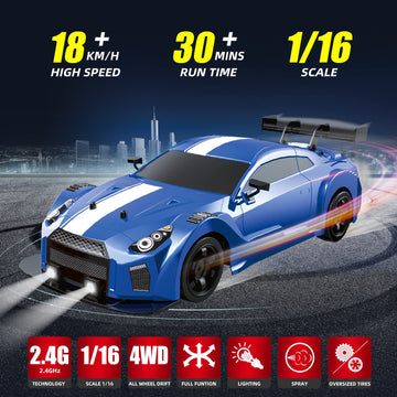 Sakeye RC Drift Car 1/16 2.4GHz 4WD Remote Control Car, Rechargeable Drifting Car 18KM/H+ High Speed RC Cars Racing Car with Spr