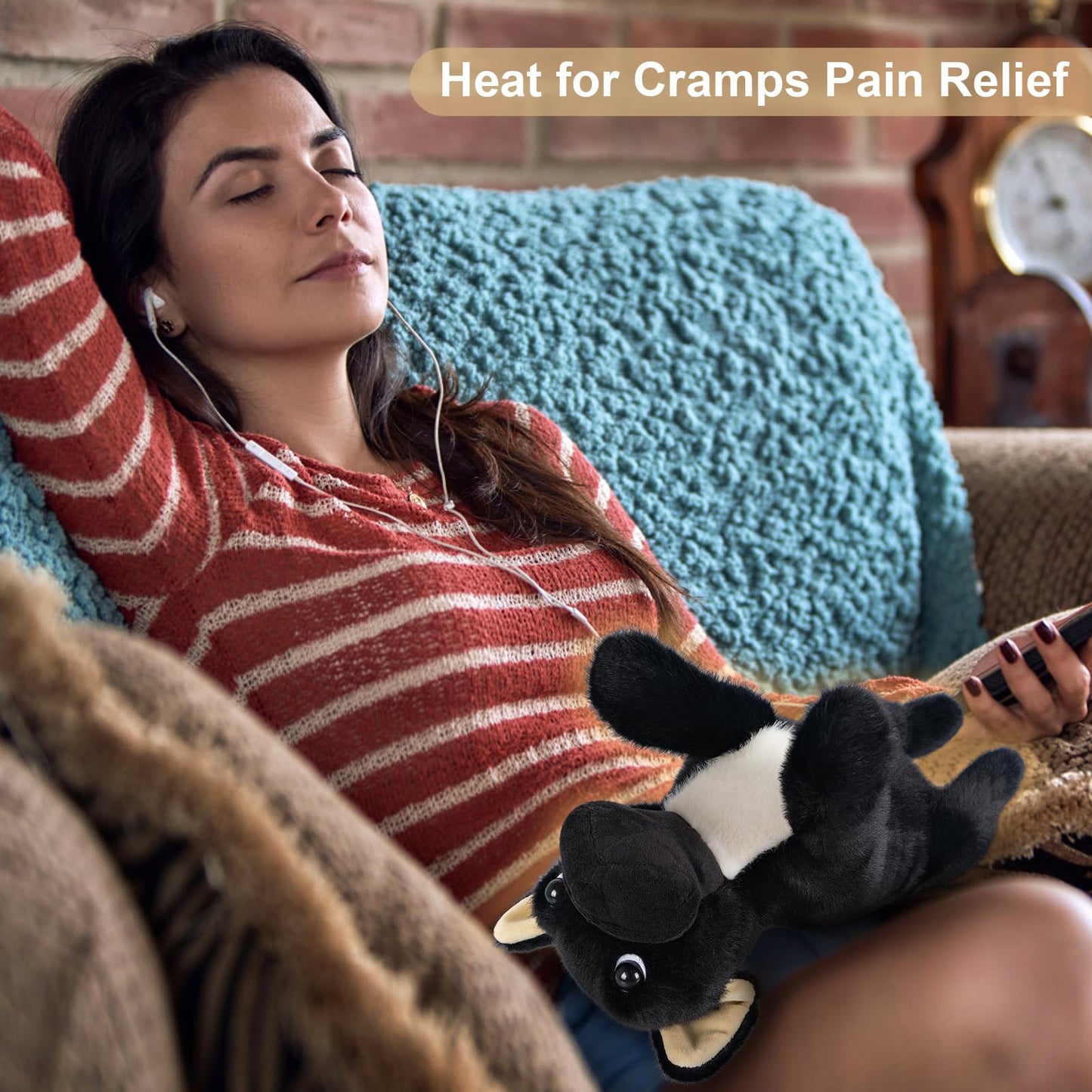Suzzipals Heatable & Coolable French Bulldog Stuffed Animal, Microwave Heating Pad Stuffed Animals For Cramps & Pain, Cute Laven