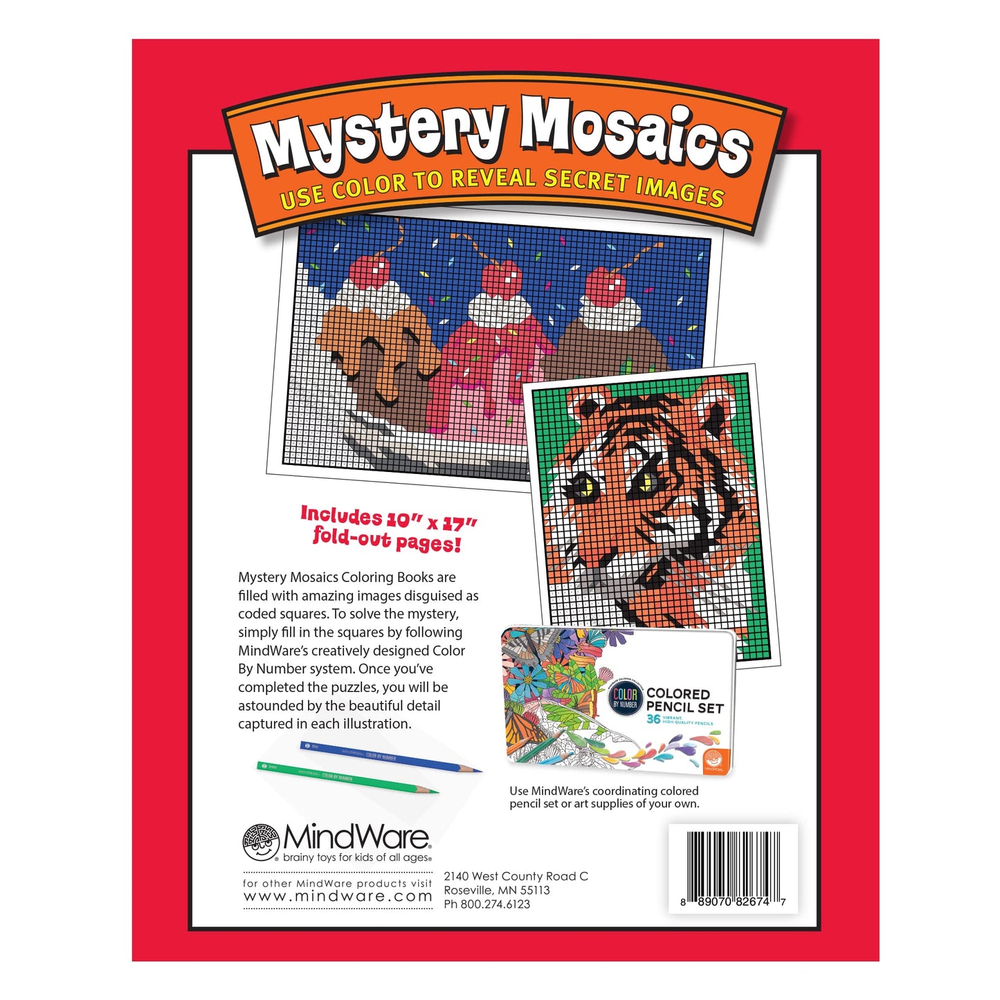 Mindware Color By Number Mystery Mosaics: (Book 2), Multi Color