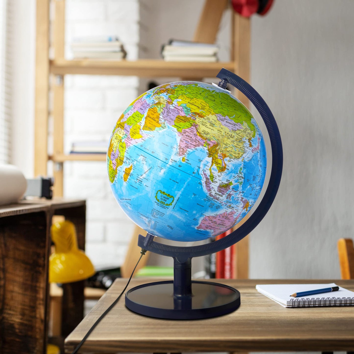 Sjsmartglobe Interactive 10'' Globe For Children With Stand (Diy) - App-Compatible, 400 Wonders, 1000+ Facts, Led Constellations