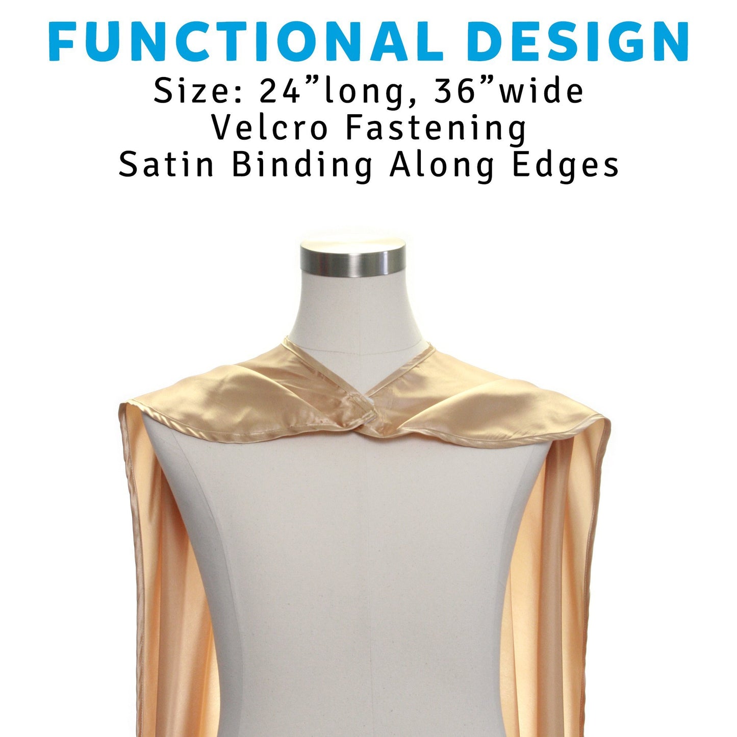 Everfan Gold Polyester Satin Superhero Cape - Kids