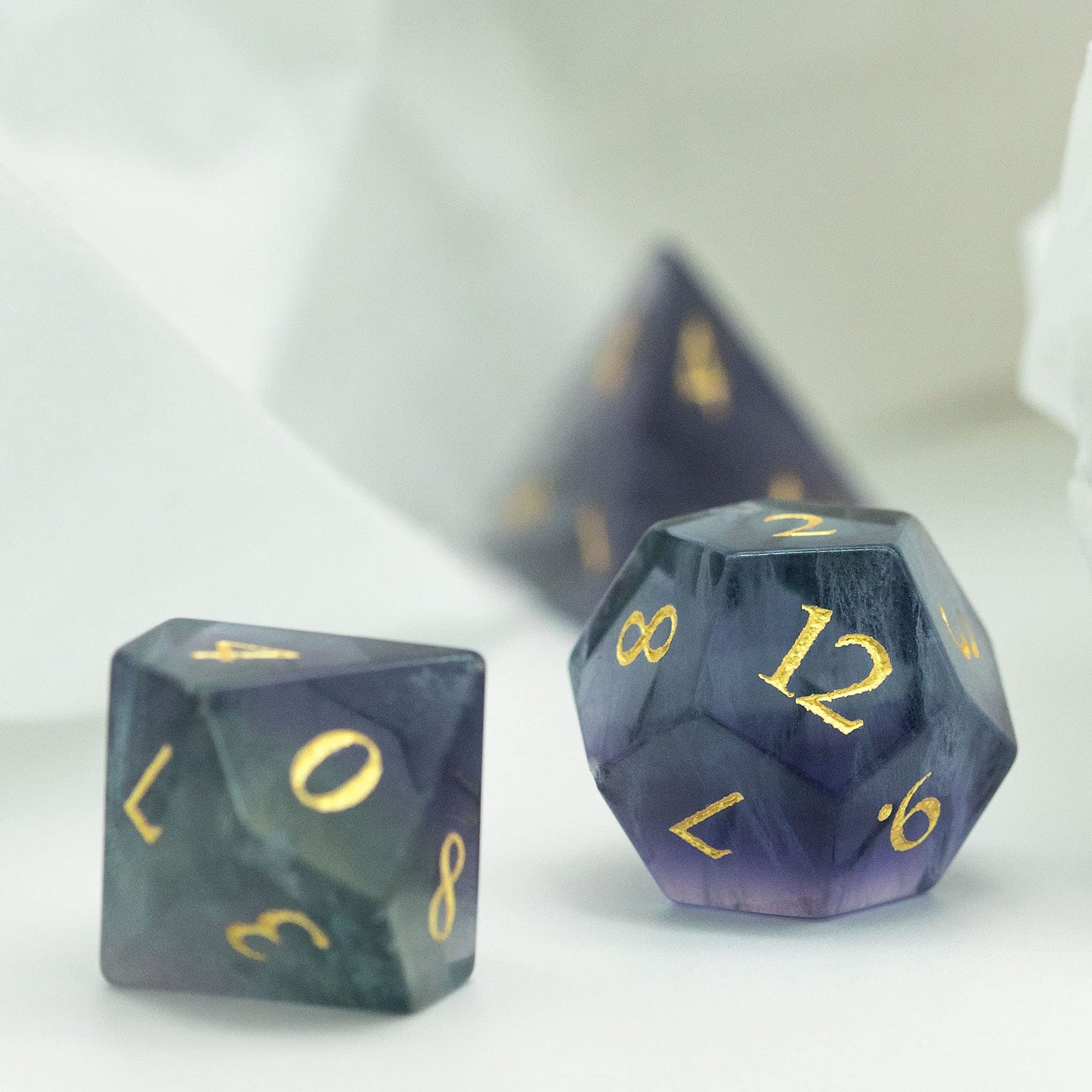 UDIXI Natural Gemstone DND Dice Set 7PCS Color Fluorite Crystal Stone Dice for Dungeons and Dragons D&D MTG Tabletop Game