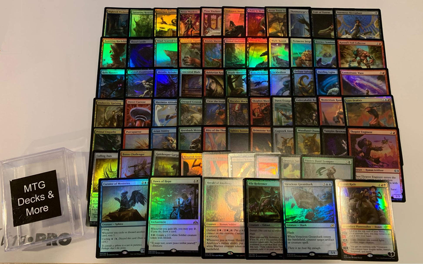 MTG Decks & More MTG Foil Collection - 70 Foil Magic Cards, 1 Planeswalker, 5 Rares, Black Color, Perfect for Collectors!