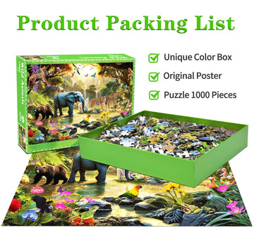 HUADADA 1000 Piece Puzzles for mature-themeds - Adventures in The Jungle-1000 Piece Jigsaw Puzzles for mature-themeds and Kids 1000 Piece Wild Animals Unique Shape Best Gift for mature-themeds and Kids(27.6x 19.7)