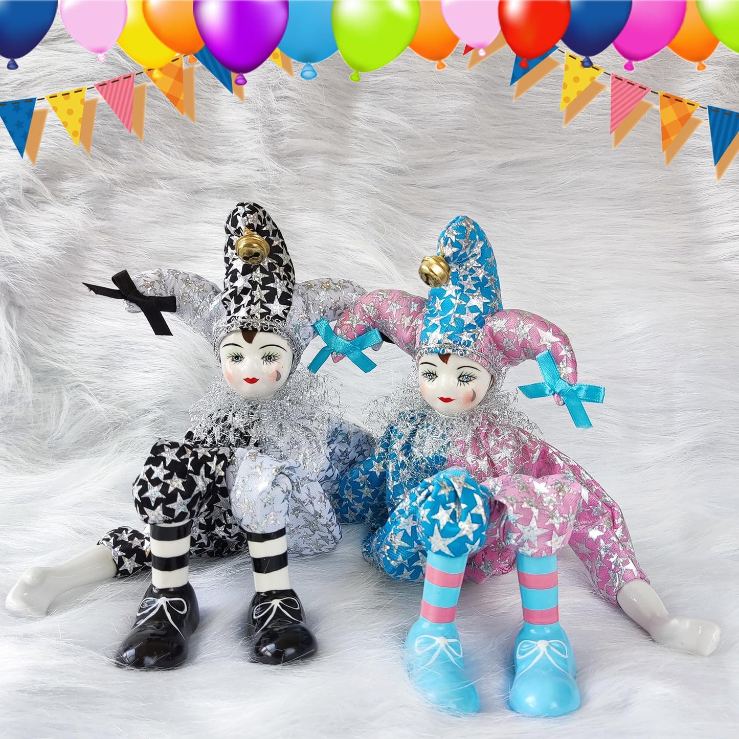 Maxyoung 14 Inch Porcelain Clown Doll Vintage Dolls Figurine, Collectible Figure, Hand Painted Toy, Christmas Halloween Birthday Gift, Twisted Body