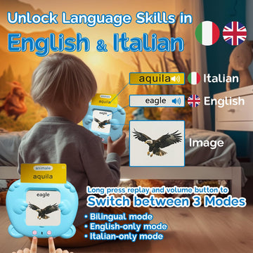 KILOGOGRAPH Bilingual English Italian Flash Cards - Talking Flash Cards for Kids, 510 Sight Words, Pocket Speech for Toddlers 3-