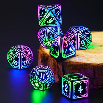 FONVGOGO Light Up Dice Set D&D for Dungeons and Dragons 4 in 1 Color, Cool LED DND Dice with Charging Box Rechargeable Polyhedra