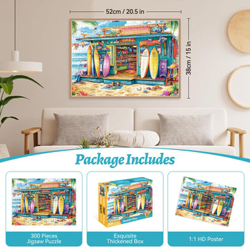 500 Piece Puzzles for mature-themeds Seaside Souvenir Shop Jigsaw Puzzle with Surfboards mature-themed Jigsaw Puzzle for Relaxation and Gift Coastal Scene Puzzle Game for mature-themeds Kids and Seniors 20.5 x 15