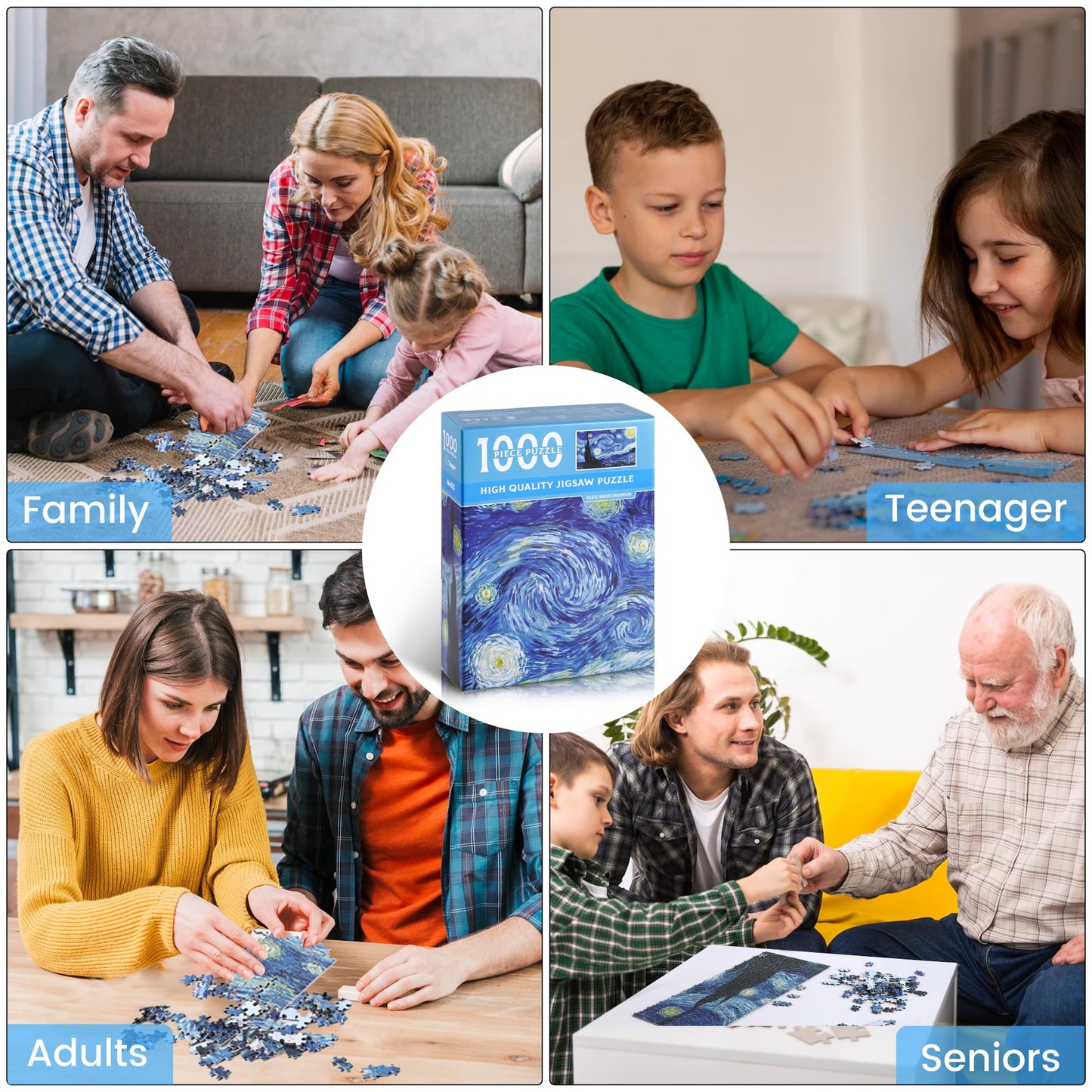 Starry Night Puzzle 1000 Pieces Van Gogh Mini Puzzle For Adults Artwork Jigsaw Puzzle Family Game (Starry Night)