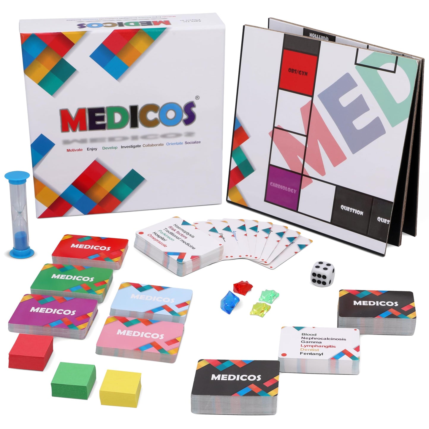 Medicos Medical Board Game - Medical Terminology Flash Cards 2024 To Learn While Having Fun - Portable Medical Board Games With 364 Cards To Learn 2000+ Terminologies - Ages 13+, 3+ Players