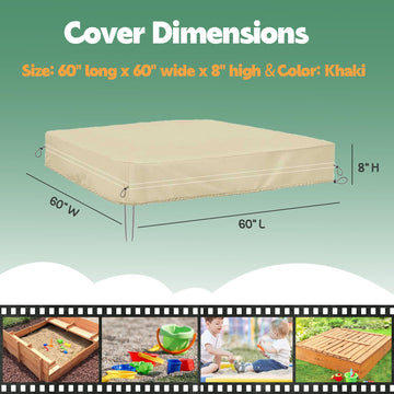Dustyprote Sandbox Cover, 420D Heavy Duty Children'S Sandbox Protection, Sand Coxes For Kids Outdoor With Lid-60In, Square Sandb