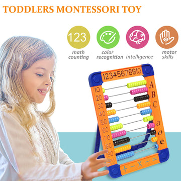 Mickyu Montessori Abacus For Toddlers, Educational Counting Toys With 100 Beads, Learning Resources Preschool Activities