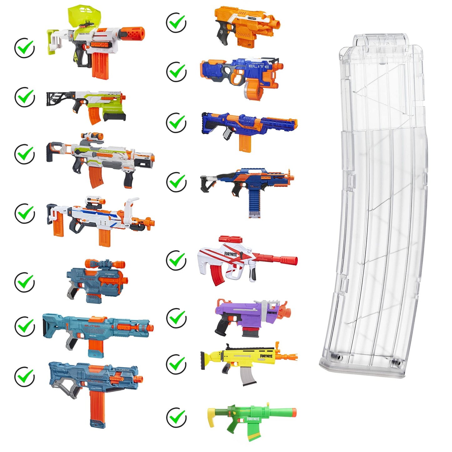 Worker 22-Darts Banana Magazine Clip Replacement For Nerf N-Strike Elite Toy (Clear)
