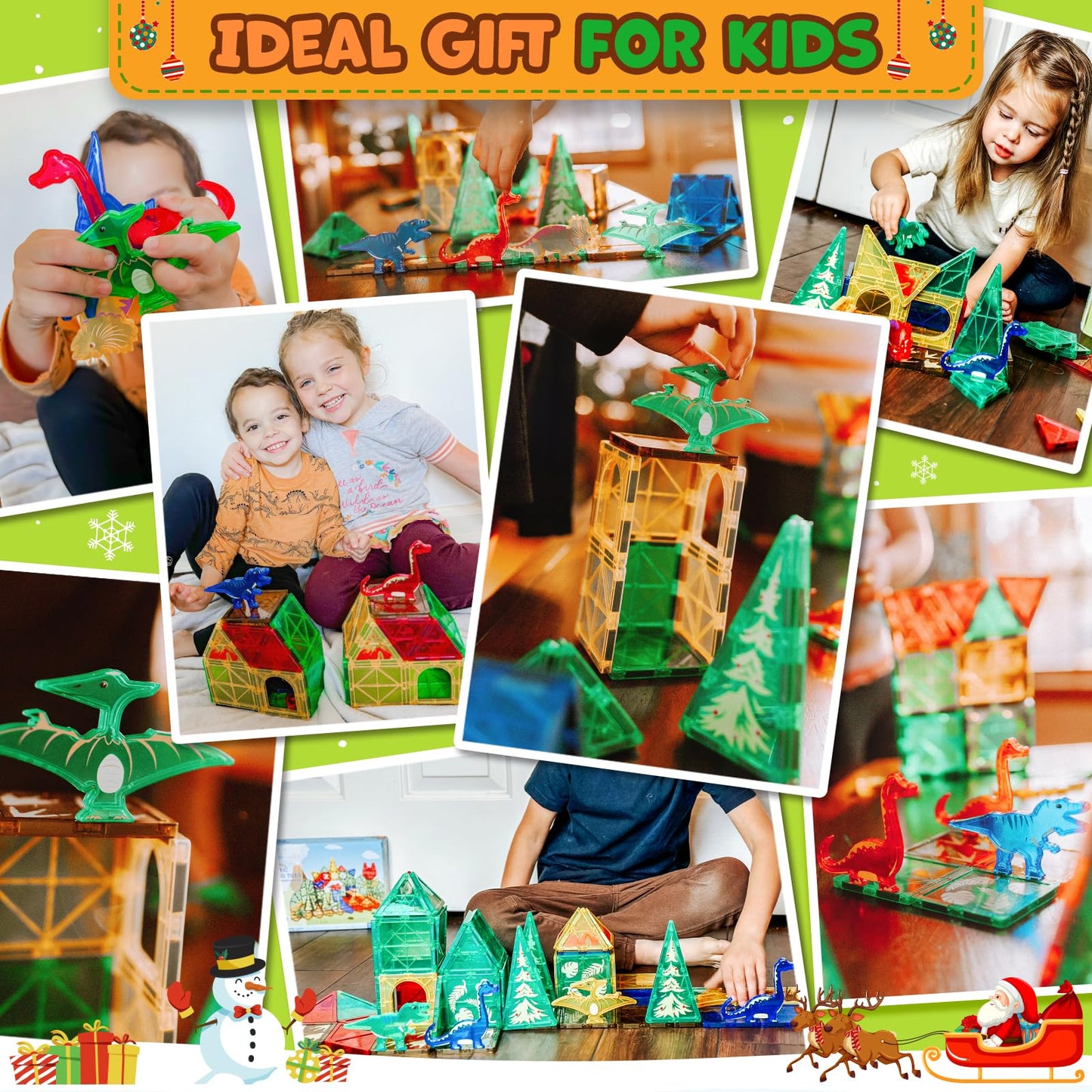 Dinosaur Toys Magnetic Tiles Building Blocks Kids Toys - Dinosaur World Stem Magnet Toys For Toddlers Creative Construction Play For 3+ Year Old Boys Girls Ideal Preschool Learning Sensory Toys