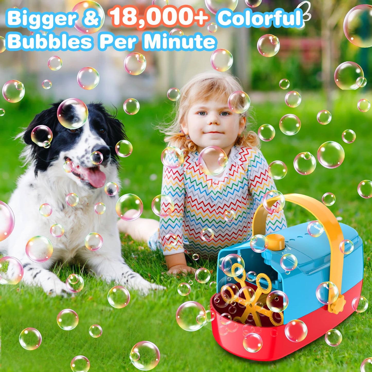 Bubble Machine Durable Automatic Bubble Blower, 18000+ Big Bubbles Per Minute Bubbles For Kids Toddlers Bubble Maker Operated By