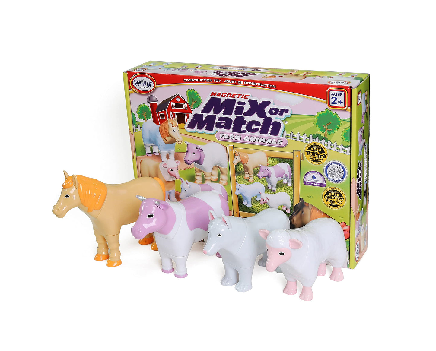 POPULAR PLAYTHINGS Magnetic Mix or Match Farm Animals, Pastel