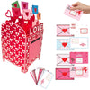 4Es Novelty 28 Pcs Valentines Mailbox with Cards for Kids - DIY Valentine Card Mailbox Envelope Design Box Kit for Boy Girl wit
