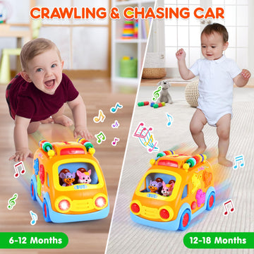 arscniek Toy Cars for Toddlers, Musical Learning Toys, Educational Baby Bus, Multicolor, Gifts for 1-4 Year Old Boys and Girls