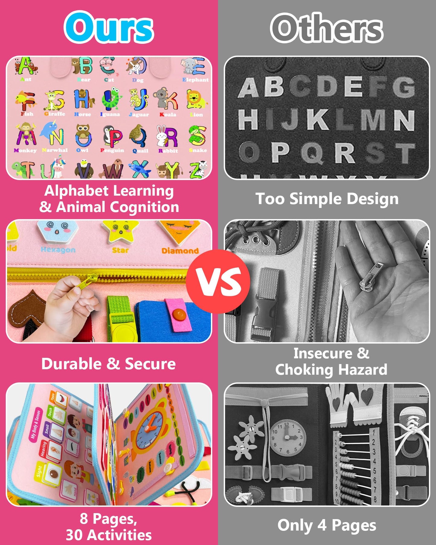 Exorany Busy Board Montessori Toys For 1 2 3 4 Year Old Girl & Boy Birthday Gifts, Busy Book Learning Sensory Easter Toys For Toddlers 1-3 2-4, Toddler Travel Educational Activities Fine Motor Skills