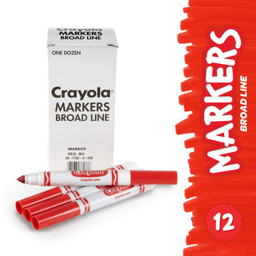 Crayola Broad Line Markers - Red (12Ct), Markers For Kids, Bulk School Supplies For Teachers, Nontoxic, Marker Refill With Reusable Box