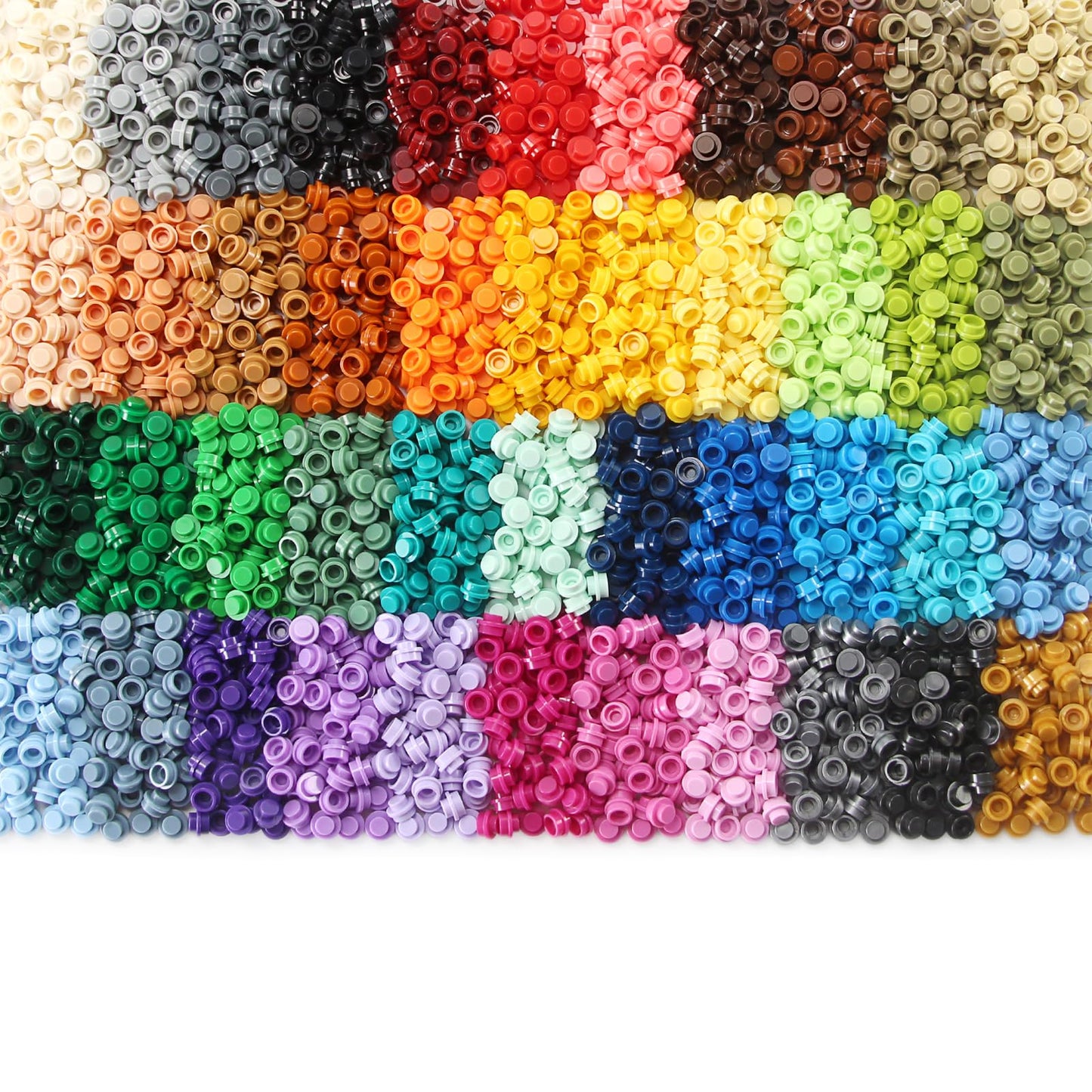 Feleph 2200Pcs Multicolored Round Plates 1X1 Building Blocks Moc 44 Colors Transparent Pieces Bricks Dots Bulk Studs Accessories