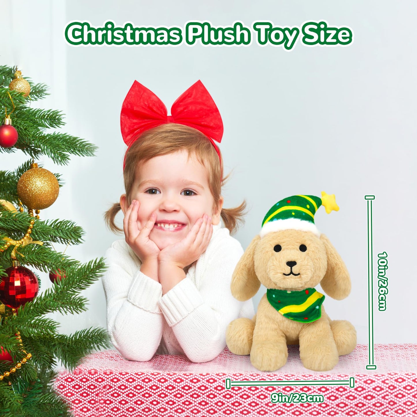 Hagusahuo Dog Plush Christmas Stuffed Animal Plush Toy, Cute Christmas Plush Dog Stuffed Puppy Doll For Kids Boys Girls, Kawaii