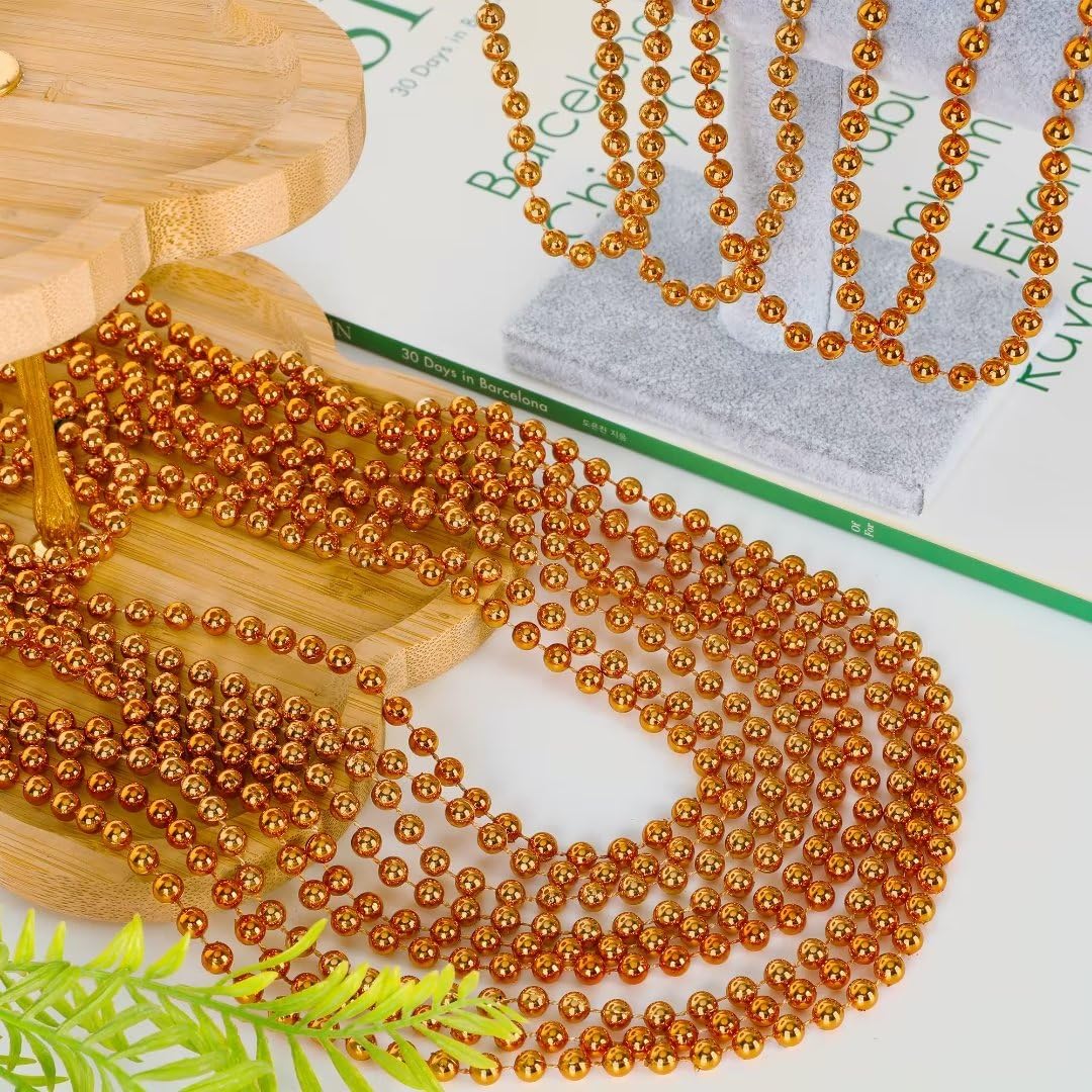 144PCS Bead Necklace, Orange Halloween Bead Necklaces Party Favors, 33'' Mardi Gras Beads Necklaces Costume Bulk, Festival Parad