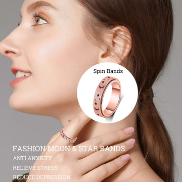 Amorartsky Spinner Ring For Anxiety Relief Fidget:Anxiety Ring For Women Men,Titanium Stainless Steel Spinner Ring,5 Colors,6Mm,