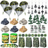 Golray Army Party Favors Camo Wristband Big Parachute Tanks Aircraft Keychain Army Men Soldier Figures Toys for Kids Boys Camouf