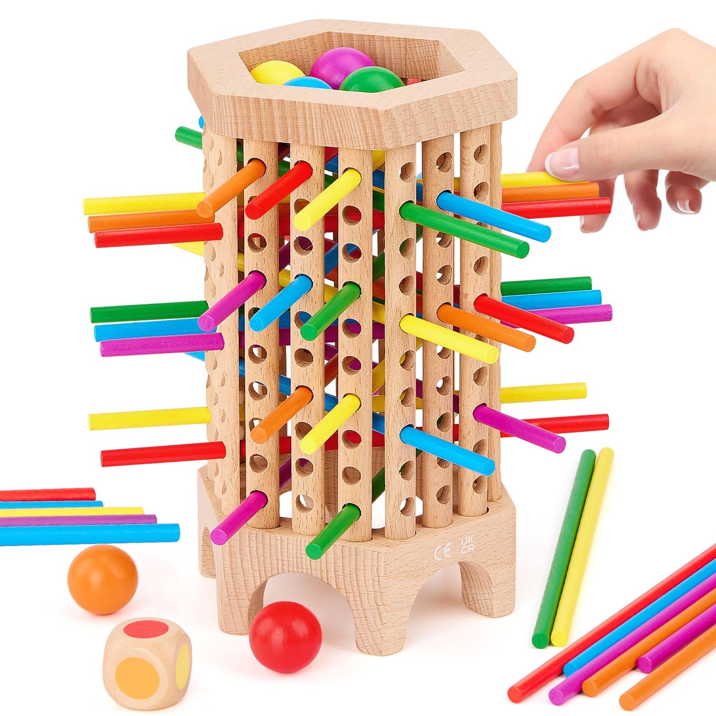 Montessori Game Wooden Board Games For Kids 4-6-8-12, 36 Colorful Stick Math Educational Toys Dice Games For 3 4 5 6 Year Olds,