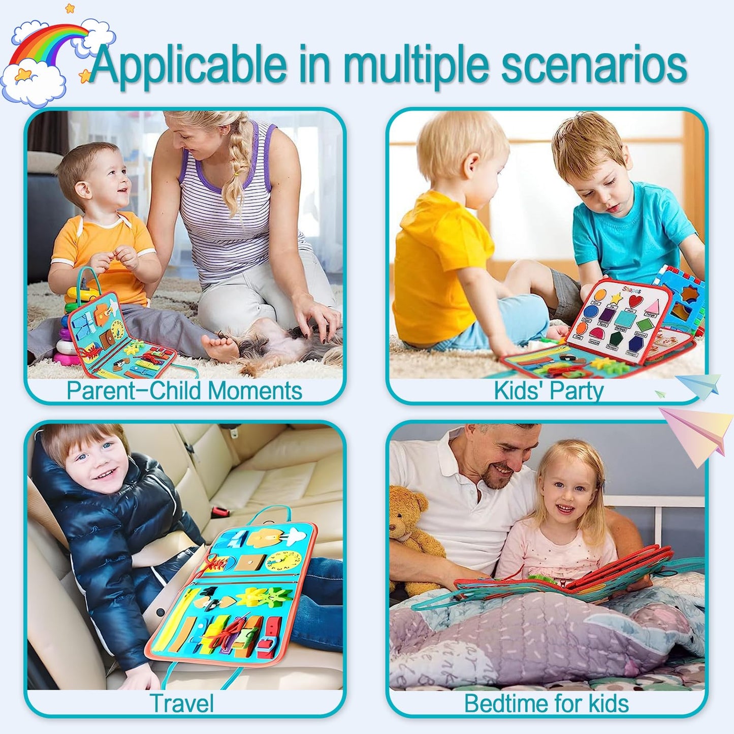 Busy Board For 1 2 3 4 Year Old Toddler Montessori Busy Book Sensory Learning Toys For Boys Girls Birthday Idea Gift (Green)