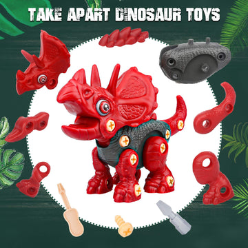 Sanlebi Toy for 4 5 6 7 Year Old Boys Take Apart Dinosaur Toys for Kids Building Toy Set with Electric Drill Construction Engine