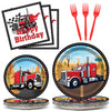 96 Pcs Semi Truck Party Supplies Paper Plates Napkins Tractor Trailer Themed Party Birthday Decorations Favors For Kids Semi Tru