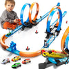 Lilybuds Toy Car Track Set For Boys Kids Age 3-5 4-7 8-12, Long Race Tracks With 4 Action Loops And 4 High-Speed Slot Cars, 35+
