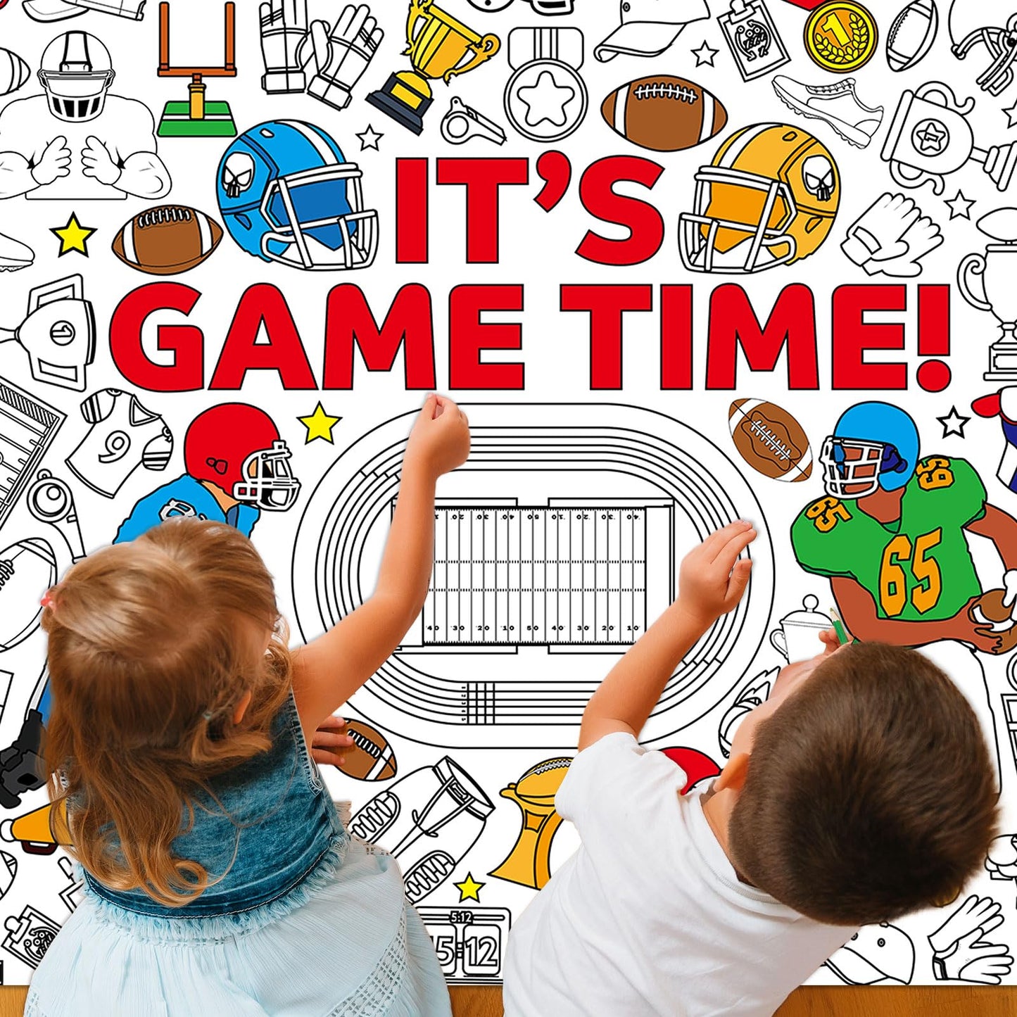 Naozinebi Football Coloring Poster For Kids Giant Coloring Poster Large Rugby Super Football Coloring Tablecloth Jumbo Coloring