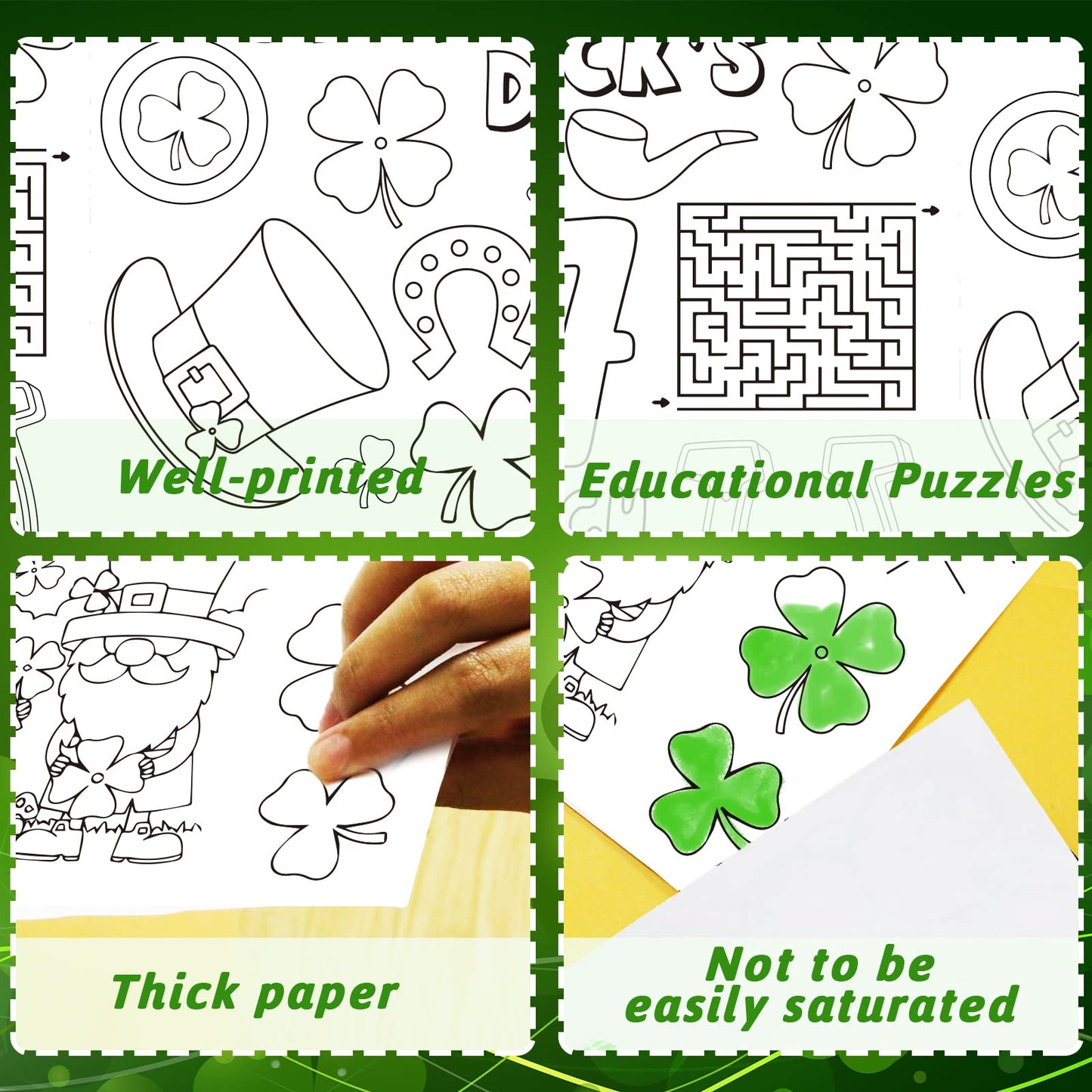 Wiooffen 47''X 82'' St. Patrick'S Day Giant Coloring Tablecloth Posters Activity For Kids, Huge Holiday Color-In Paper Poster Ta