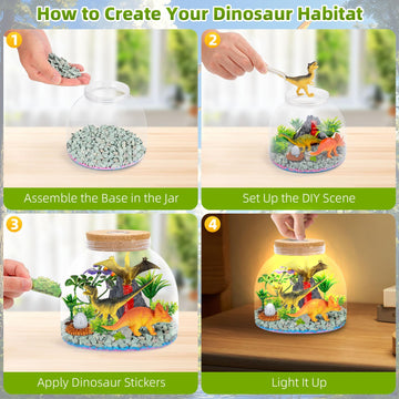 Light Up Terrarium Kit For Kids — Build A Prehistoric Dinosaur Habitat | Dinosaur Toys For Kids, Science Kits, Arts And Crafts For Kids, Boys Toys Ages 4+, Kids Gifts
